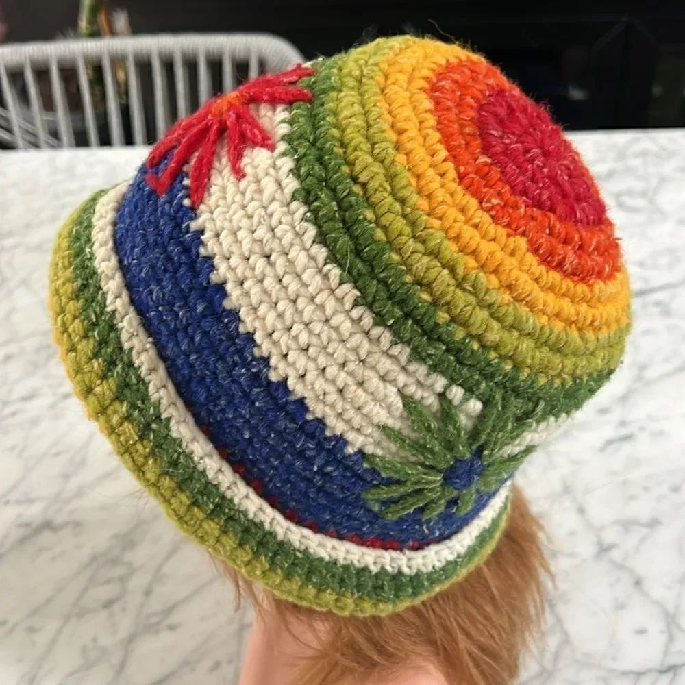 Handmade Rasta Floral Colorful Beanie OS - Picture 2 of 7